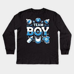 Gender Reveal Baby Announcement Team Boy Kids Long Sleeve T-Shirt